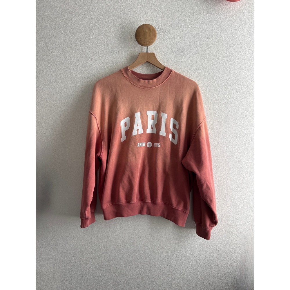 Anine Bing Paris Sunset Ombre Pink Orange Organic Cotton Sweatshirt Small